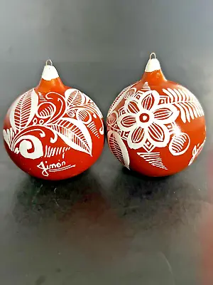 Tonala Burnished Jimon Mexican Folk Art Pottery 4  Christmas Ornaments Lot 2 • $39.99