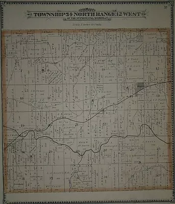 Vintage 1889 Railroad & Plat Map ~ MADISON - EVANSVILLE P.O MONROE Co MISSOURI • $45.95