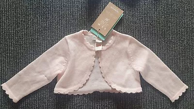 Bnwt Monsoon Baby Girls Pink Glittery Cardigan / Shrug Age 0-3 Months • £11.99