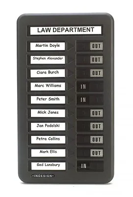 £72 • Buy Staff In Out Attendance / Fire Drill Board With 10 Staff Names