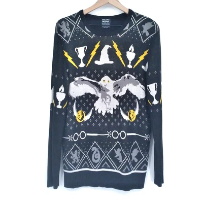 $24.95 • Buy Box Lunch Harry Potter Pullover Sweater Sz M Quiddich Owl Ugly Christmas Crew
