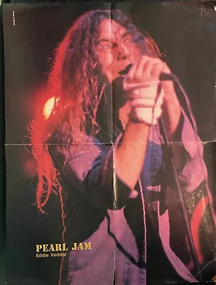 Vintage Eddie Vedder Pearl Jam Nirvana MAGAZINE CENTERFOLD POSTER PINUP • $39.31