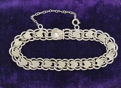 Vintage Sterling Elco Heart Charm Bracelet~starter Bracelet~nice Condition • $35