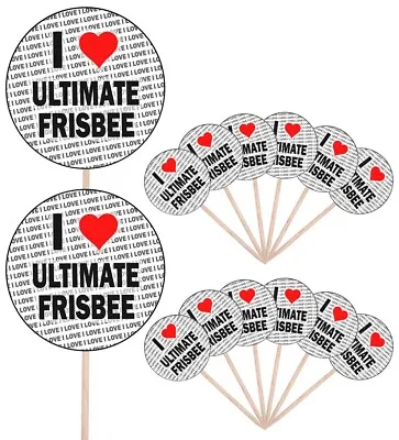 £5.99 • Buy I Love Ultimate Frisbee Party Food Cup Cake Picks Flags Decorations Toppers 