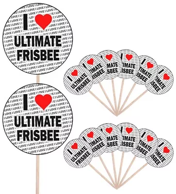 I Love Ultimate Frisbee Party Food Cup Cake Picks Flags Decorations Toppers  • £5.99