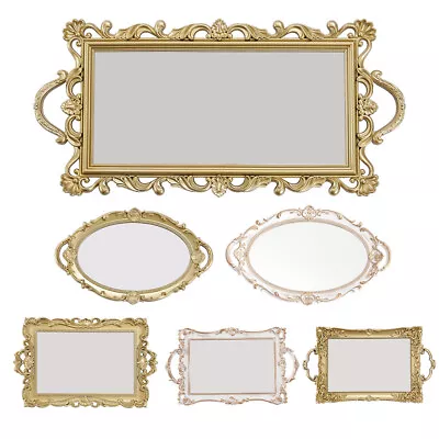 Decorative Tray Oval Rectangle Mirror Glass Display Plate Candle Holder Perfume • £7.94