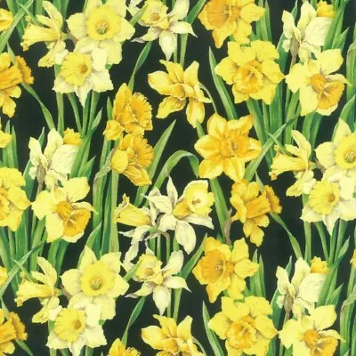 Daffodil Flower Fabric Nutex 100% Cotton 112cm Wide 89420-102 Yellow • £4.95