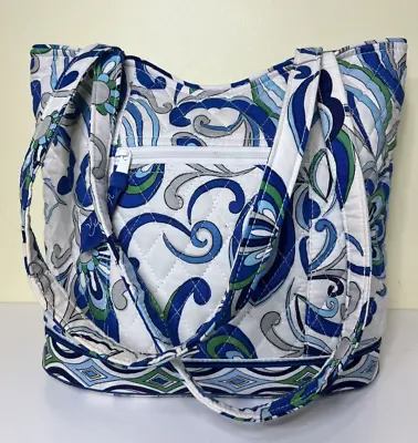 Vera Bradley Mediterranean White Tote Shoulder Bag Blue White • $18