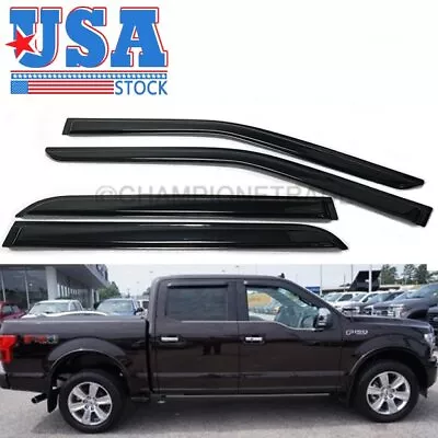 US Fit For 2015-2020 Ford F-150 Crew Cab Smoke Window Sun Rain Visor Vent Guard • $33.46