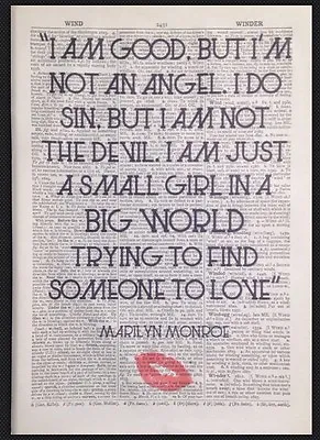 £5 • Buy Vintage Marilyn Monroe Quote Wall Art Print Picture 1933 Dictionary Page Love