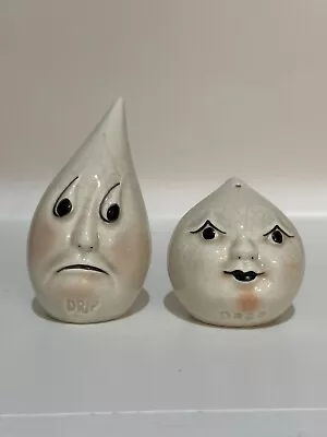 Vintage Anthropomorhic  Drip  & Drop  Ceramic Salt & Pepper Shakers • $3.99