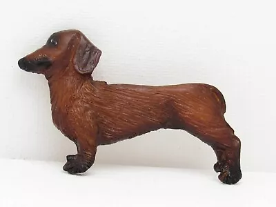DACHSHUND Dog Hand Decorated Plastic Pin Brooch Brown • $14.99