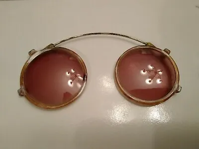 Vintage DEADSTOCK Willson Sunglasses Round RED Steam Punk Inserts NOS • $24.99