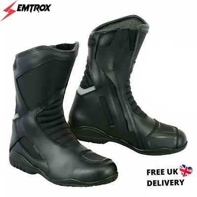 Men Motorcycle Leather Boot Motorbike Waterproof Boots Shoes UK Size CE Armoured • $261.09