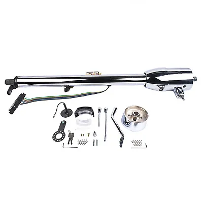 32  Chrome Stainless Tilt Steering Column With Key Auto Hot Rod R91004C-32  • $220