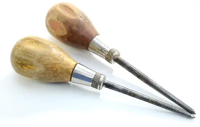 2 Vintage UNBRANDED Tools Scratch Knob Awl  Wood Handle U.S.A. • $9.73