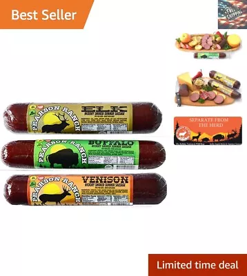 Exotic Game Meat Summer Sausage Variety Pack - Elk Buffalo Venison - 3 Pack • $55.79