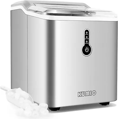 Used KUMIO Ice Makers Machine Countertop 12kg/24h Thick Bullet Ice Silver • £49.99