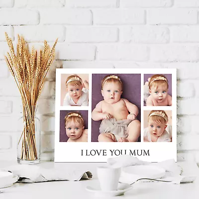 Personalised Photo Collage Canvas Print Framed Custom A2 A3 A4 Ready To Hang • £29.51