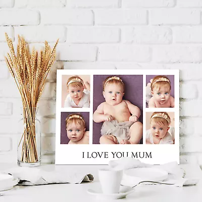 £27.59 • Buy Personalised Photo Collage Canvas Print Framed Custom A2 A3 A4 Ready To Hang