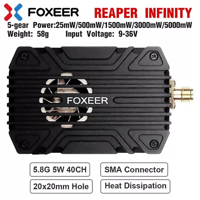 FOXEER Reaper Infinity 5.8G 5W FPV VTX 40CH SMA Video Transmitter For RC Drone • $162.90