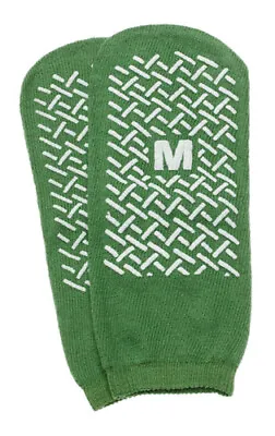 Slipper Socks; Med Green Pair Men's 5-6  Wms 6-7 Child 7-11 • $9.99
