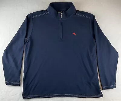 Tommy Bahama IslandZone Mens XXL 2XL Supima Cotton Quarter Zip Pullover Blue • $19.99