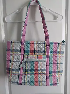 Vera Bradley PASTEL PLAID Small Vera Tote Bag NWOT • $45