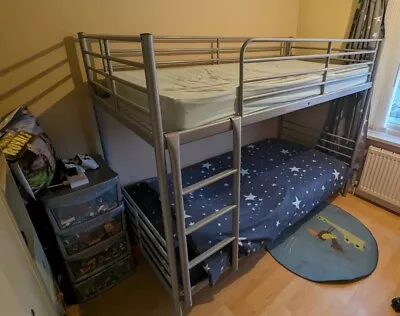 Used IKEA SVÄRTA Silver Grey Metal Bunk Beds Children Bedroom CV6 Coventry • £80