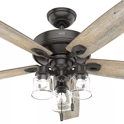 Hunter Fan 60 In Traditional Noble Bronze Ceiling Fan With Light And Pull Chain • $170.77