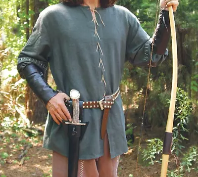 Windlass Small Medium Green Costume Play Lagenlook Robin Hood Outlaw Shirt Tunic • $44.99