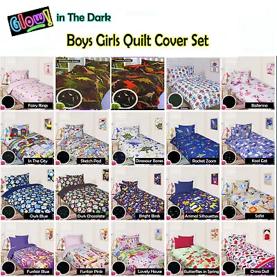 GLOW IN THE DARK - BOYS GIRLS Quilt Cover Set - SINGLE DOUBLE QUEEN • $39.95