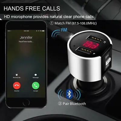 Wireless Bluetooth Car FM Transmitter MP3 Player Radio Adapter Kit 2 USB Charger • £5.99