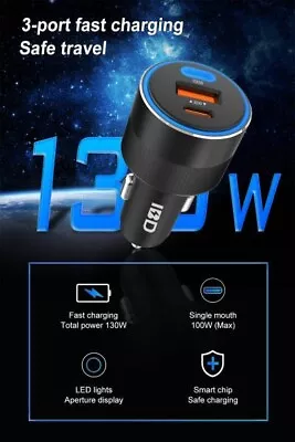 130W 3 Port Fast Car Charger • $24.43
