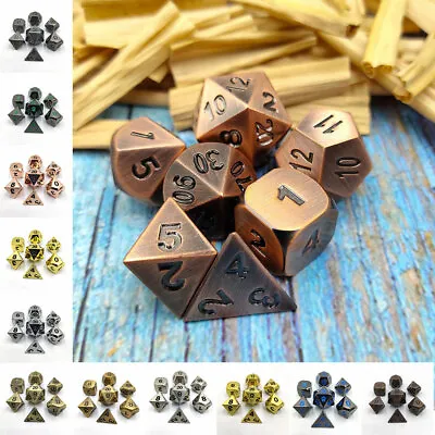 $10.37 • Buy 7Pcs/Set Metal Polyhedral Dice For DND RPG MTG Dungeons & Dragons Table Game Toy
