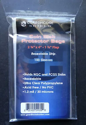 Graded Coin Slab Protector Bag 100 Resealable For NGC And PCGS • $6.99