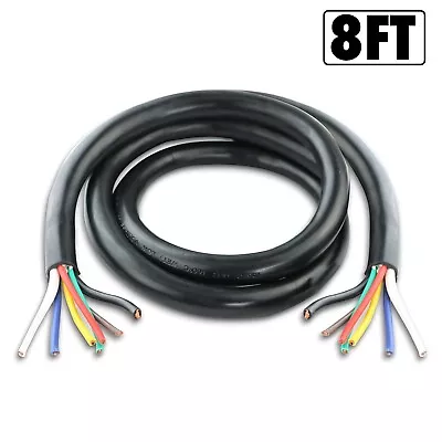 8 FT 7 Way Trailer Cord Wire Harness Light Plug Connector Molded RV (Cable ONLY) • $14.99