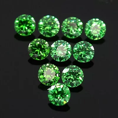 Awesome ! Fancy Color VS1 Brilliant Cut Green Diamond 10 Pc Lot 3.00 Mm Round • $48.43