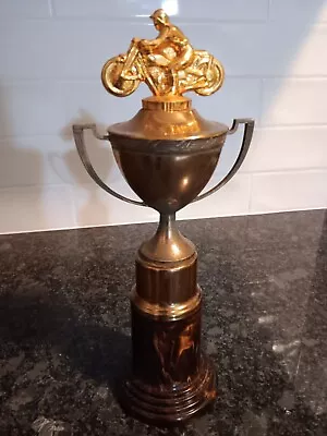 Vintage 1960 New Old Stock Motorcycle Racing Trophy! Very Rare! 10.5in Tall!  • $199