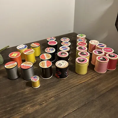 Lot Of 29 Unopened Spools Of Thread- Vintage- Wooden/plastic • $9