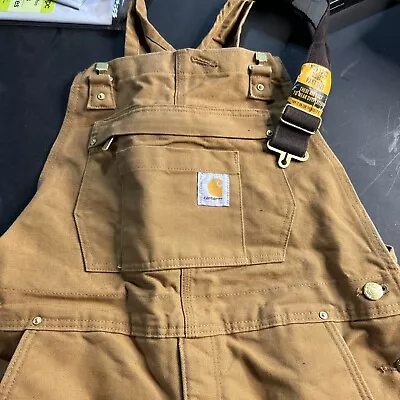 Carhartt Duck Bib Overall Men's Jumpsuit - Brown Medium Tall Insulated • $69.80