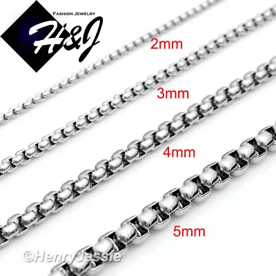 16-40 MEN Stainless Steel 2mm/3mm/4mm/5mm/7mm Silver Smooth Box Chain Necklace • $16.99