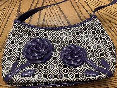 Vera Bradley  Simply Violet  Frill Comin' Up Roses Vinyl Coated Purse • $8