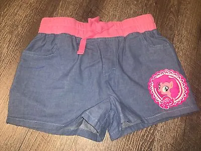 Girls Sz 7/8 M My Little Pony Shorts Denim Chambray Jean Pinky Pie • $15.99