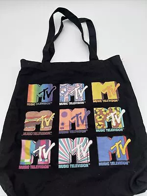 MTV Tote Handbag Black Shoulder Straps Logos Nostalgia Retro Music Television  • $10.45