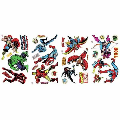Marvel Comics Room Decor Wall Kit Decals Sticker Sheets Kids Avengers • £14.99
