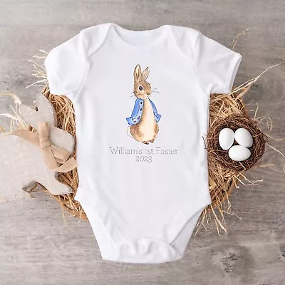 Personalised 1st Easter Baby Bodysuit First Easter Outfit Peter Rabbit Easter • $30