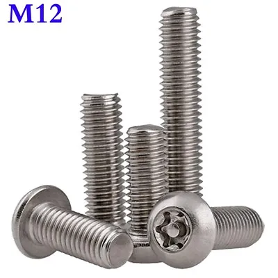 M12 - 1.75 304 Stainless Steel Pin Tamper Torx Security Button Head Screws Bolts • $11.37