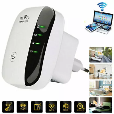 WiFi Extender Signal Range Booster 300Mbps Internet Wireless Repeater UK Plug • £8.35