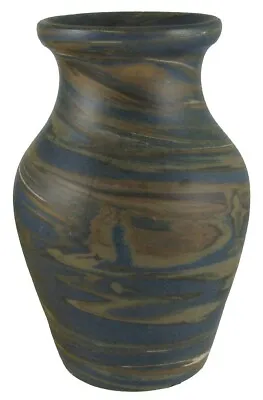 Antique Niloak Mission Swirl Art Pottery Vase Dark Brown & Blue Swirls • $85